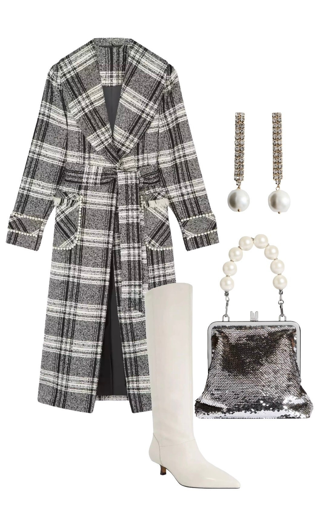 

In love with these monochrome pieces - ON SALE - I’ve styled this look for a glamorous date night, taking plenty of inspiration from the 1960s 🖤🤍🩶

Check Oversized Belted Coat - LK Bennett 

Sequin Pearl Handle Bag - Me + Em

Sloan Kitten Heel Knee Boots (also available in black) - Dune London

Earrings - Mango

#LTKdatenight #LTKwinter #LTKsale
