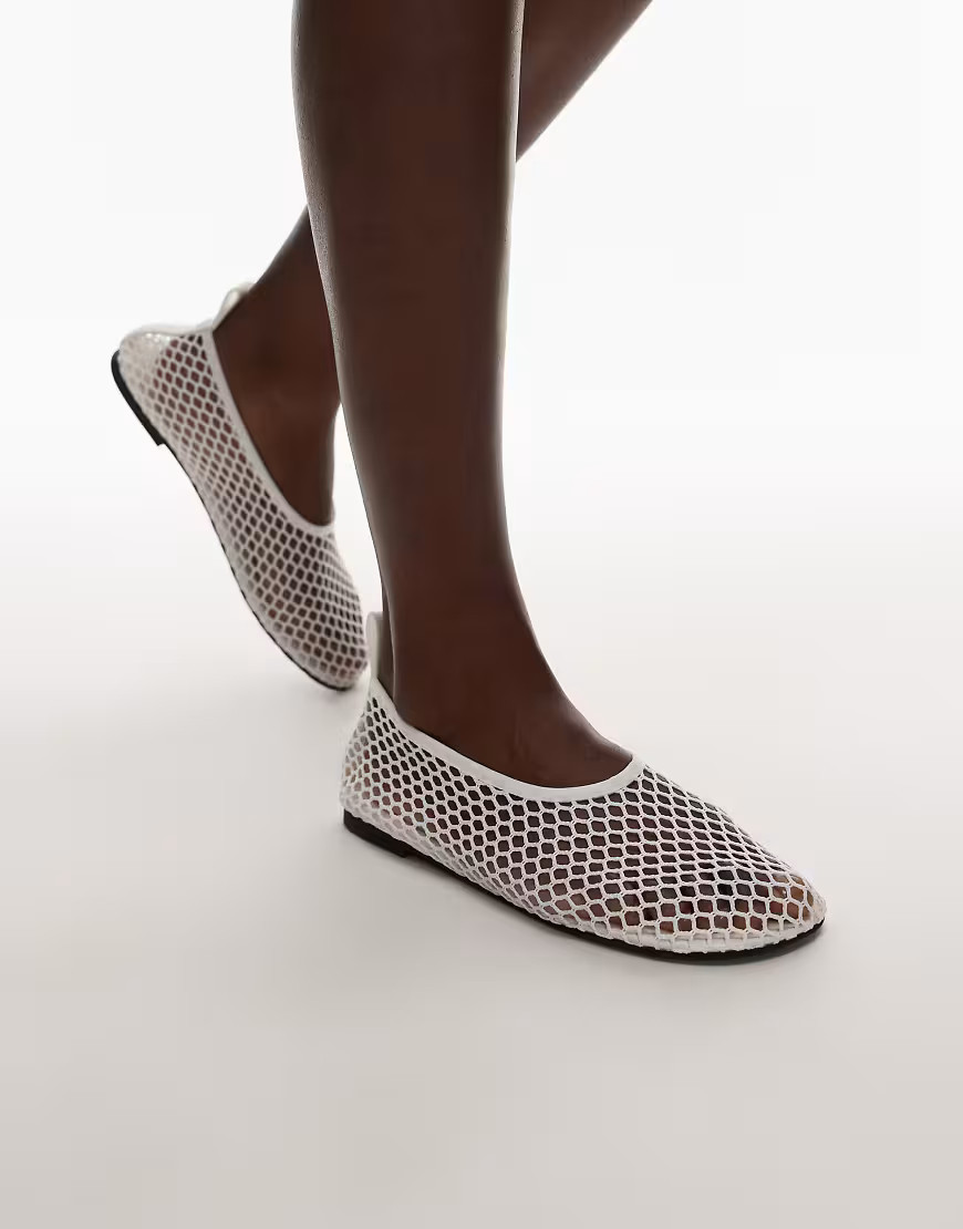 ARKET mesh square shaped toe ballet flat in white | ASOS (Global)