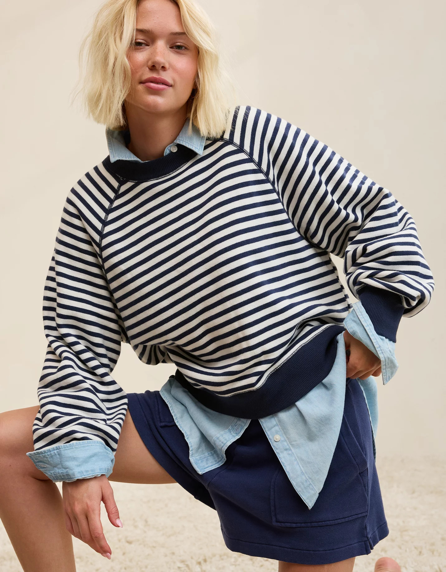 Matching Set Aerie Go-To Classic Length Crew Sweatshirt We love the layered look! | American Eagle Outfitters (US & CA)