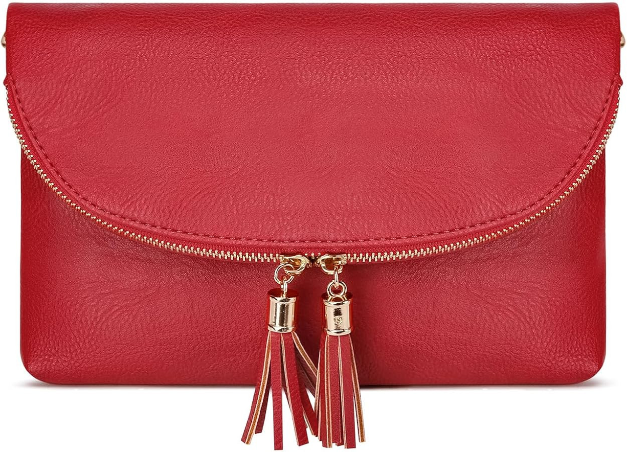 Solene Womens Envelop Clutch Purse Multi Compartments, 6 Card Slot Inside, Crossbody Bag With Tas... | Amazon (US)