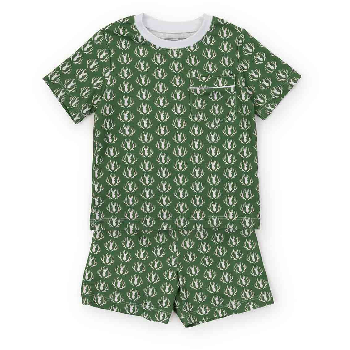 SALE Charles Boys' Pima Cotton Short Set - Deer & Antlers | Lila and Hayes
