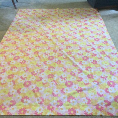 Vintage Pequot Twin Flat Sheet Mod Flower Power Percale 72"x104 | eBay US