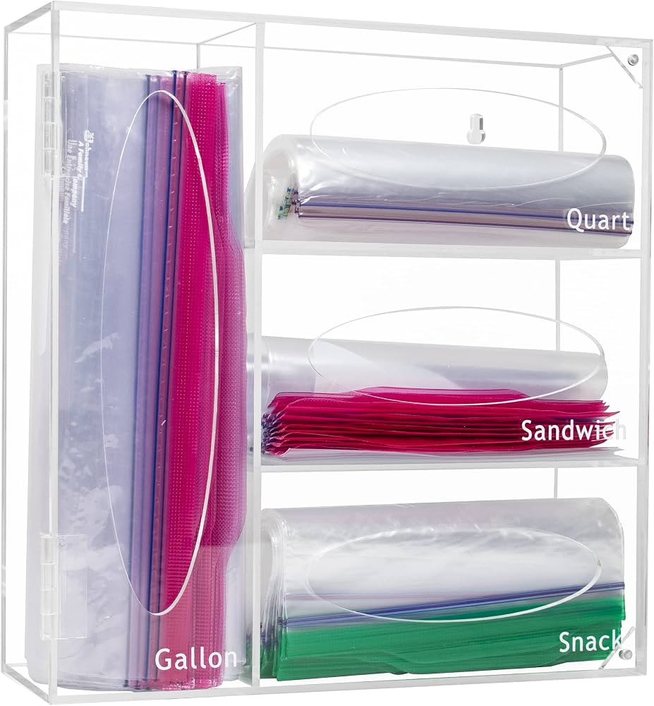 Acrylic Ziplock Bag Organizer, Storage Bag Organizer for Drawer, Compatible with Gallon, Quart, S... | Amazon (US)