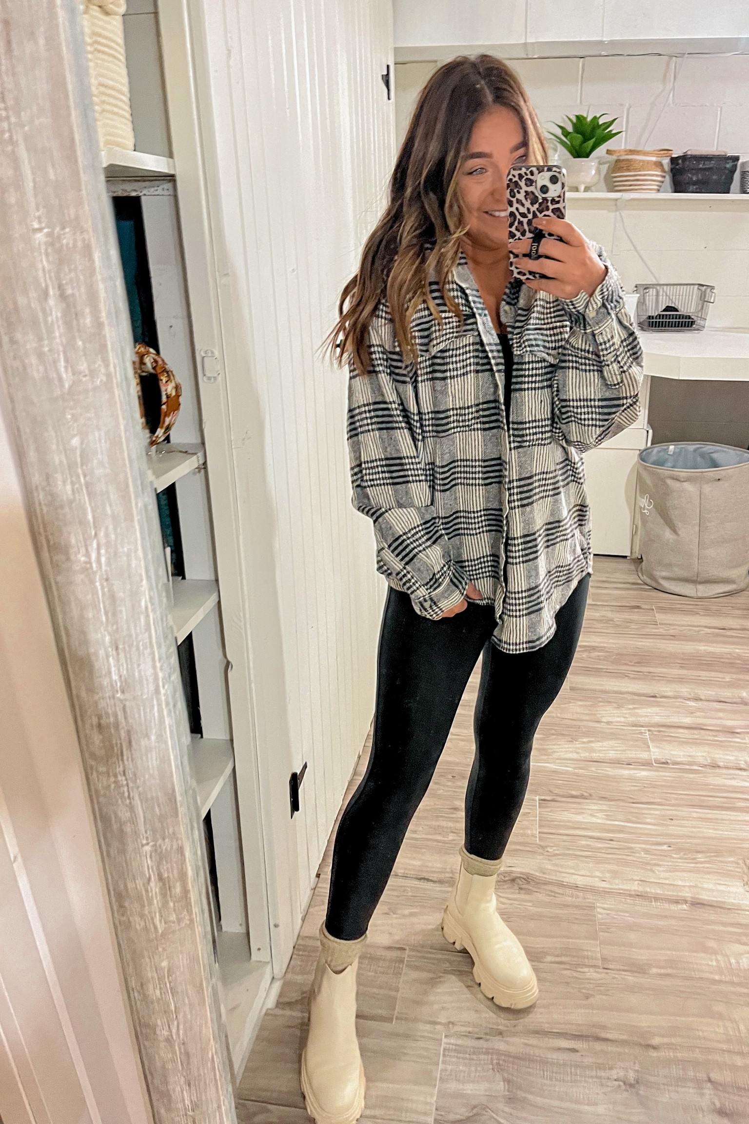 Flannel is one size, leggings medium, boots size up 1/2-1 full size

#LTKU #LTKSeasonal #LTKsalealert