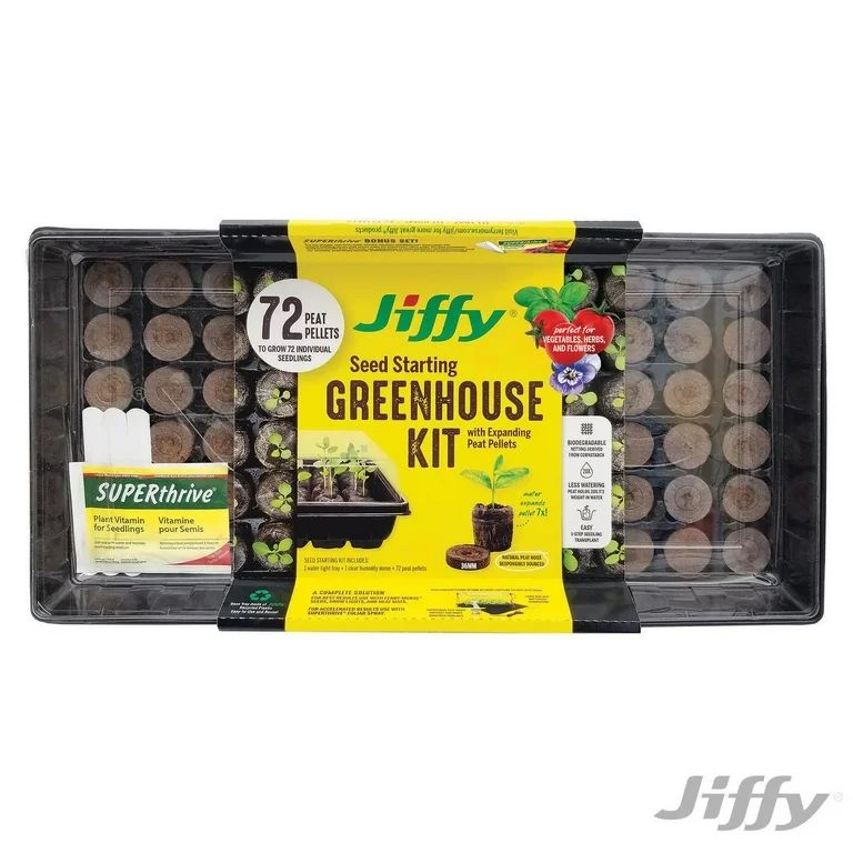 Jiffy 72 Cell Greenhouse Seed Starter Kit with 36mm Peat Pellets | Walmart (US)