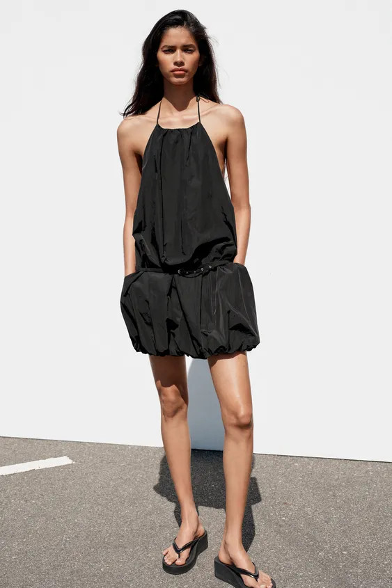 HALTER BUBBLE HEM DRESS | Zara US