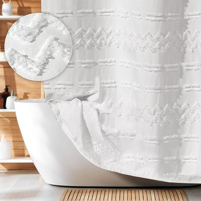 96 Inch Extra Long Boho Shower Curtain White Farmhouse Shower Curtain 72 x 96 Inches, Modern Shab... | Amazon (CA)