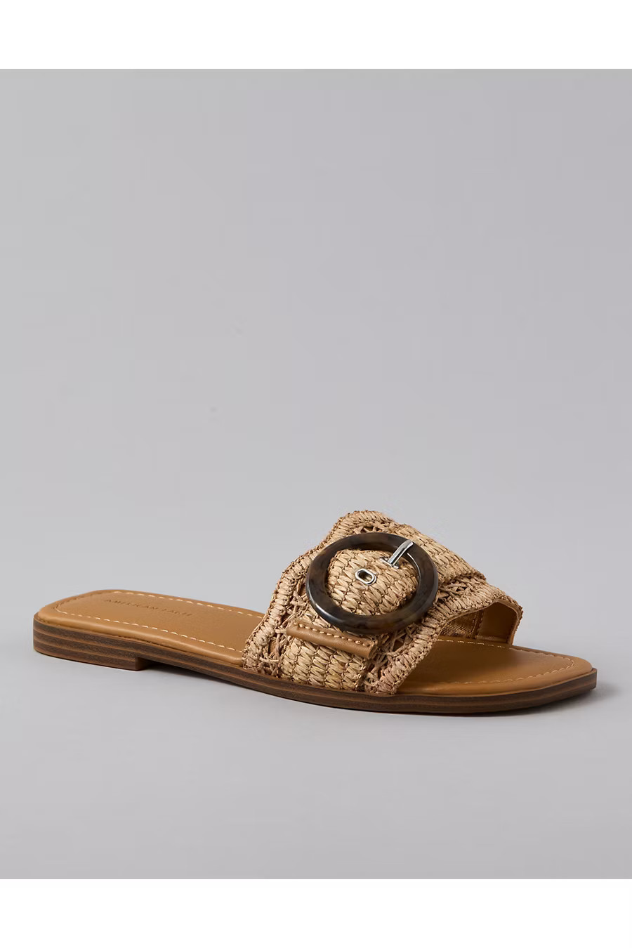AE Raffia Buckle Slide Sandal Women's Dark Brown 5 | American Eagle Outfitters (US & CA)
