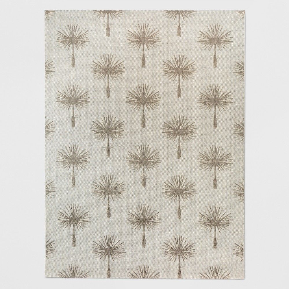 5' x 7' Palm Print Outdoor Rug Tan - Threshold | Target