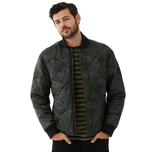 Free Assembly Men's Camo Print Bomber Jacket | Walmart (US)