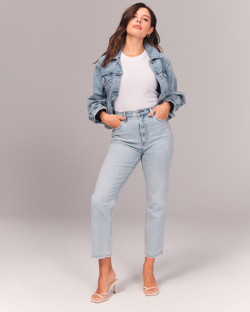 Women's Ultra High Rise Ankle Straight Jeans | Women's Bottoms | Abercrombie.com | Abercrombie & Fitch (US)