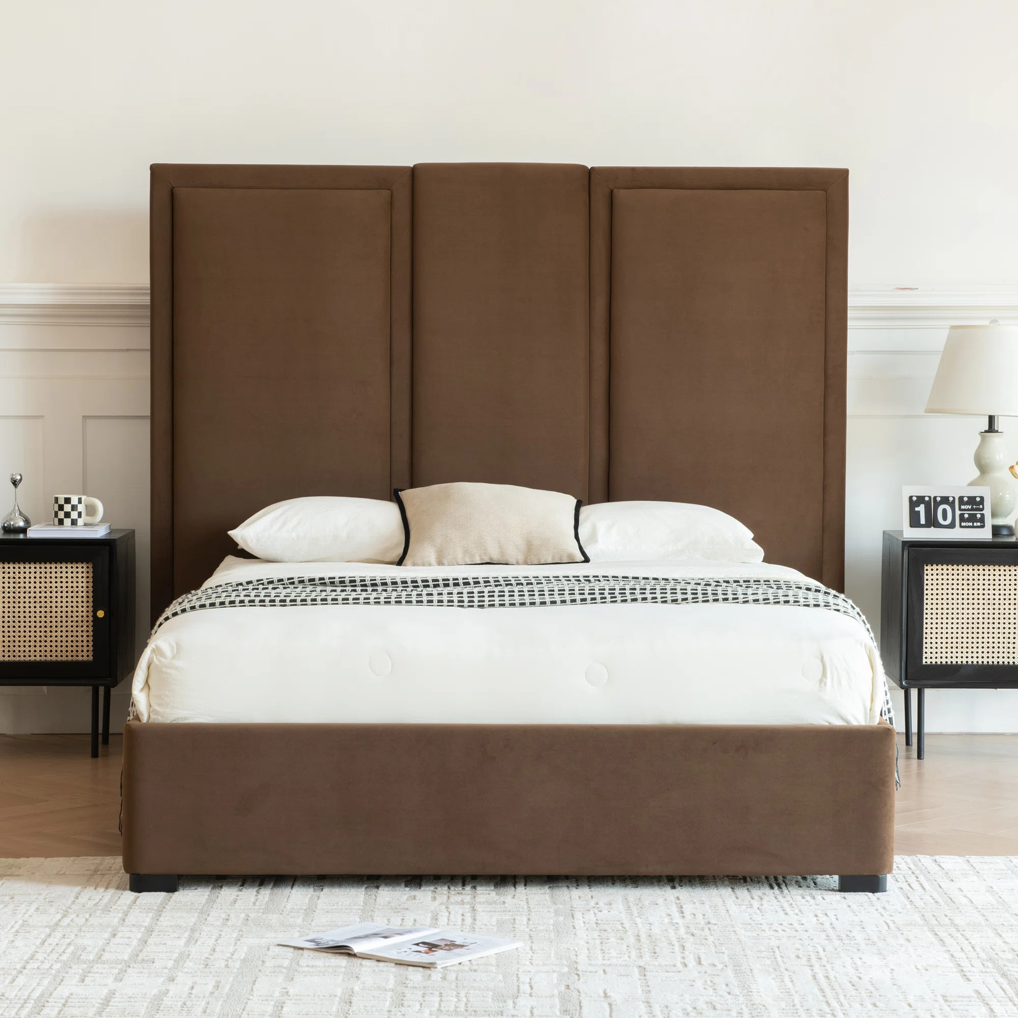 Morghen Upholstered Platform Bed With Extra High Headboard And 2 Extra Large Capacity Drawers | Wayfair North America