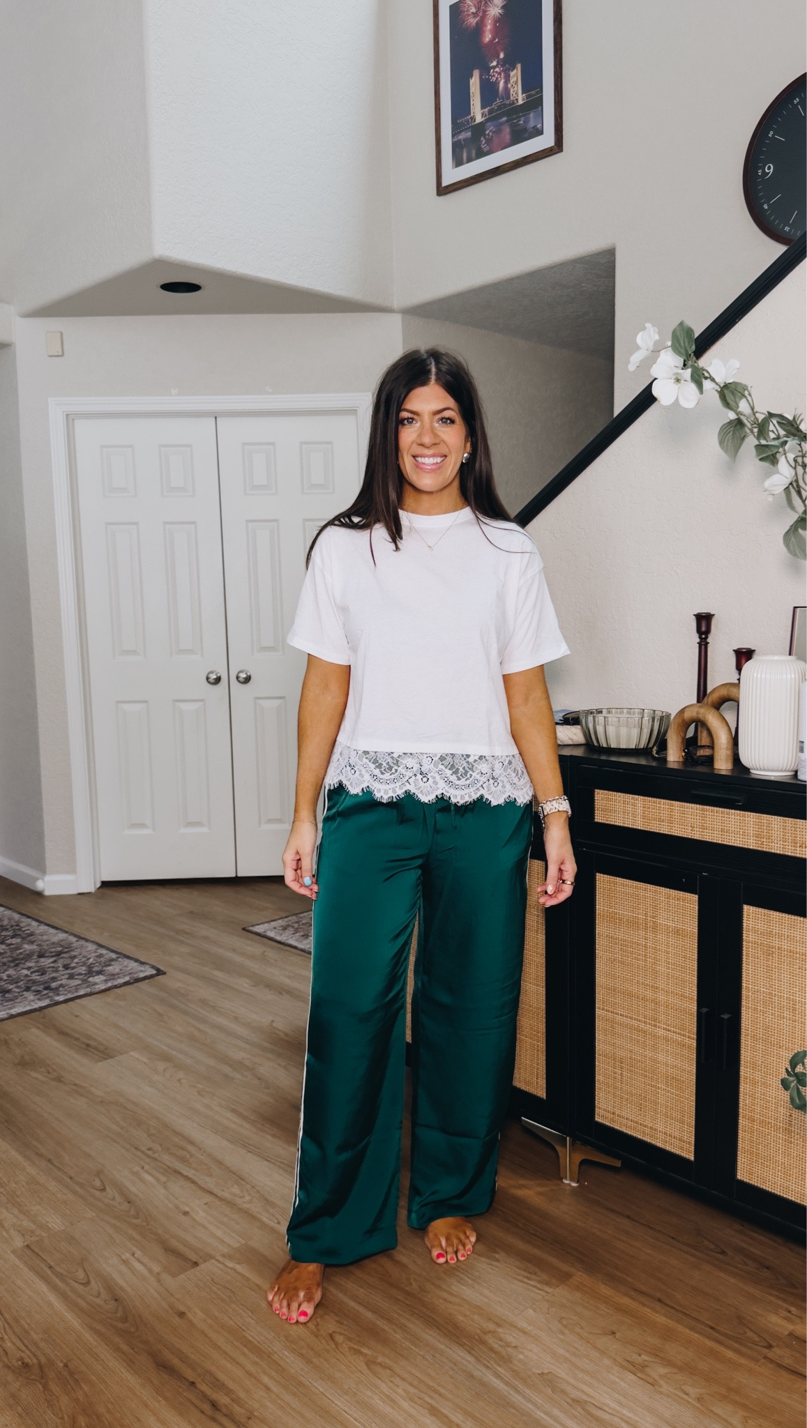 In a small petite tee (added similar) and medium track pants

#LTKSaleAlert #LTKTall #LTKMidsize
