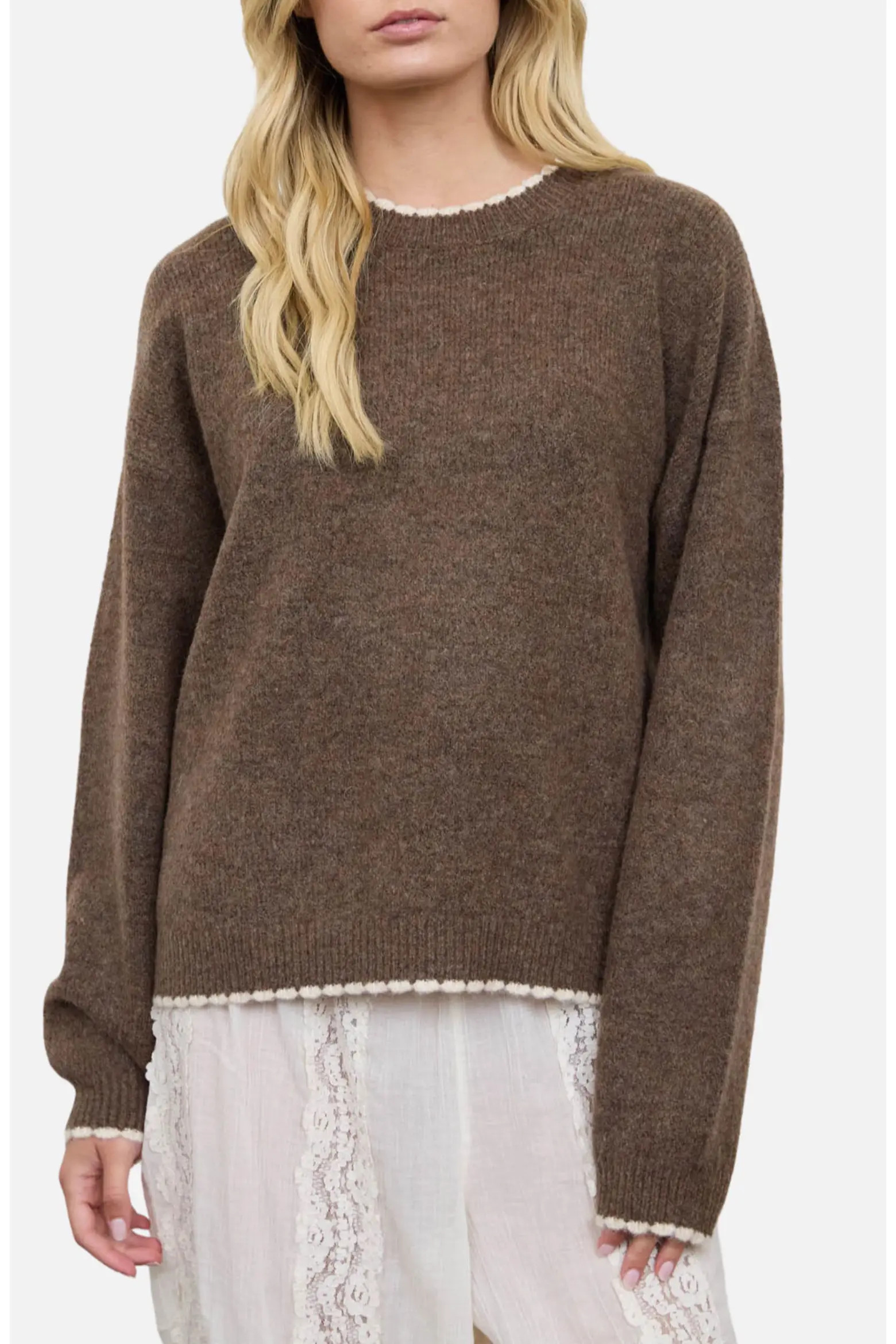 Blu Pepper Contrast Trim Crew Sweater (Women) | Nordstromrack | Nordstrom Rack