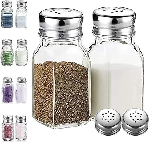 Salt and Pepper Shakers Set,DWTS DANWEITESI Salt Shaker w Stainless Lid-Glass Spice Jars,Clear to... | Amazon (US)