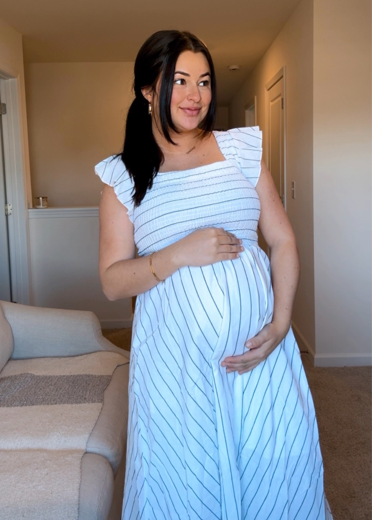 The perfect bump friendly dress that can be worn pregnant or not 😍 Wearing at 9 months pregnant - this is not a maternity dress! 

#LTKstyletip #LTKSpringSale #LTKbump