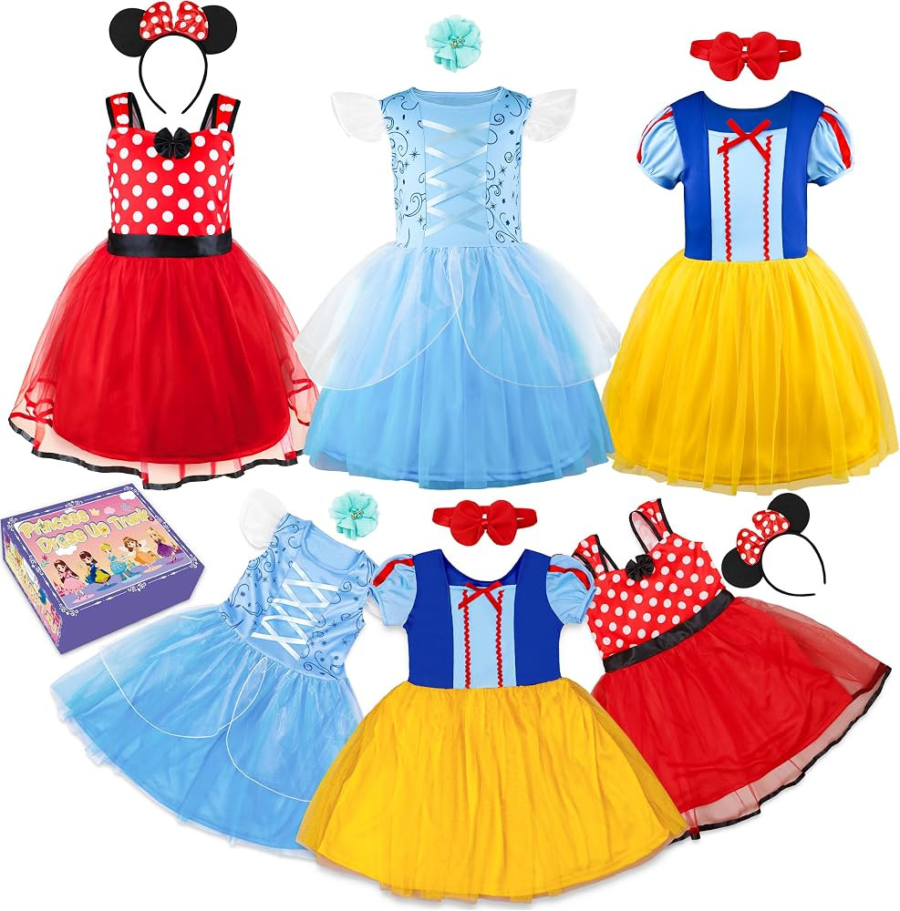 Princess Dress Up Costume for Toddler Girls, 6 Pcs Fancy Costumes Dresses Outfit Pack for Toddler... | Amazon (US)
