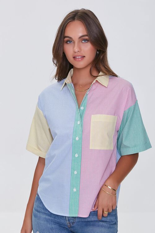 Colorblock Pinstriped Shirt | Forever 21 (US)