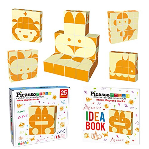 Picasso Cubes 25 Piece Magnetic Puzzle Game Magic Cube Puzzles Brain Teaser Set Kids Toy Magnet Pattern Block Matching Toys with Free Ideabook 150+ Inspirations Included STEM Learning Early Education | Amazon (US)