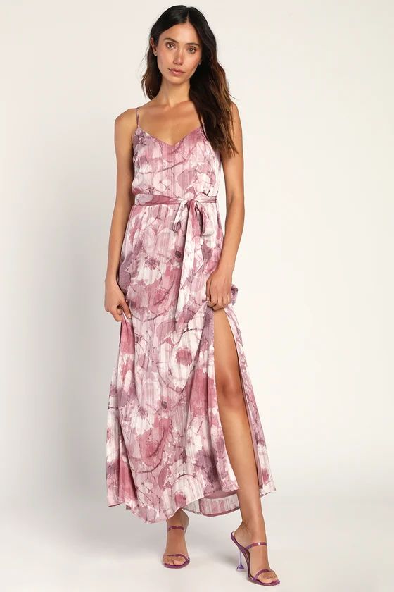 Sparkling Summer Purple Floral Lurex Maxi Dress | Lulus (US)