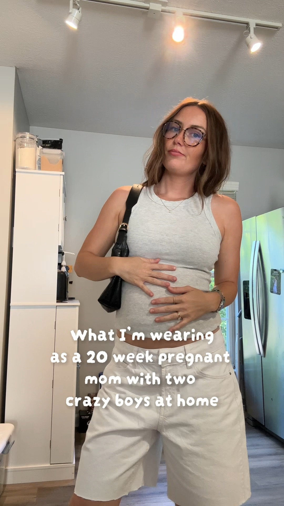 Sized up to a size 8 for shorts to fit bump. Obsessed with these flip flops.  

pregnancy outfit. Pregnancy summer outfit. Long white shorts outfit. Pregnant bump outfit. 20 weeks pregnant. ￼

#LTKBaby #LTKBump