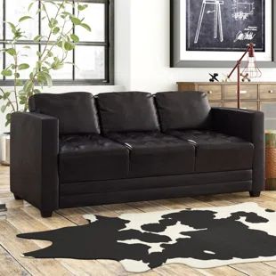 Lark Manor Coombs 85" Faux Leather Round Arm Sofa | Wayfair North America