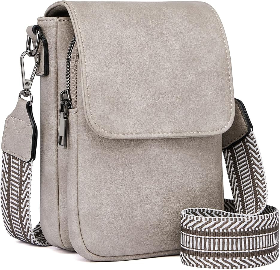 POIUGOYA Small Crossbody Bags for Women Trendy,Leather Triple Compartment Cell Phone Crossbody Wa... | Amazon (US)