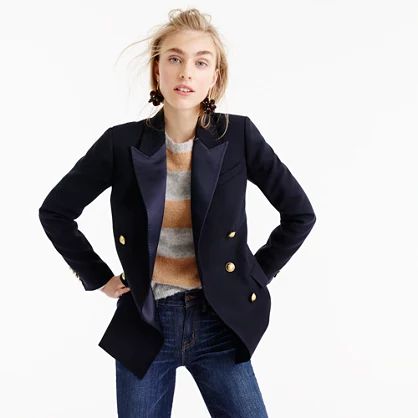 Double-breasted blazer in Italian wool with satin lapel | J.Crew US