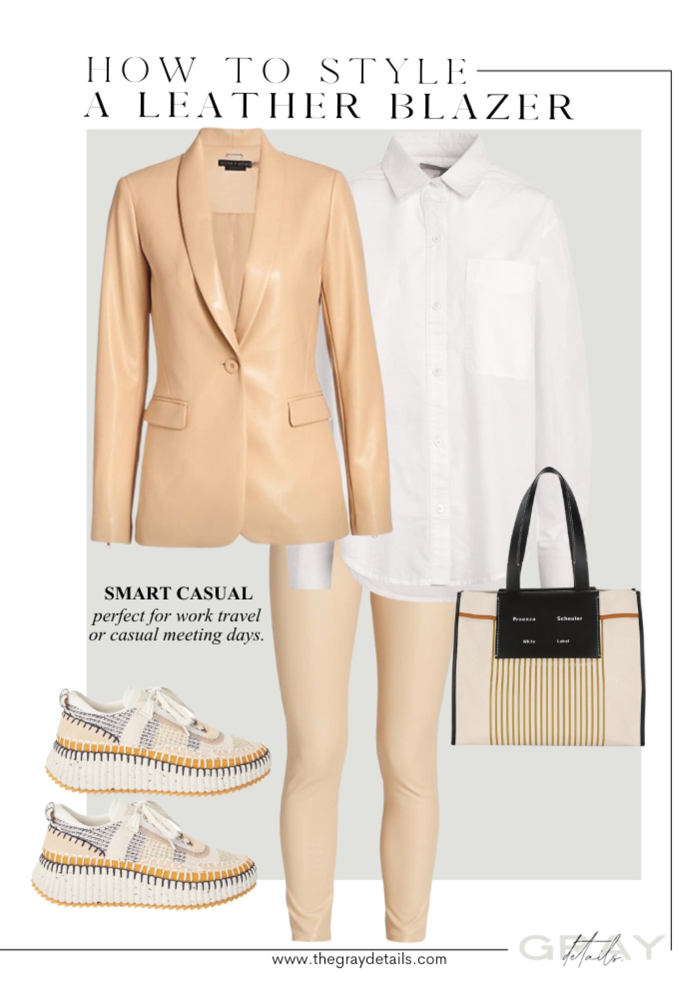 How to style a tan leather jacket

White button up
Faux leather leggings 
Sneakers
Tote bag

Travel outfit
Smart casual 

#LTKshoecrush #LTKstyletip #LTKtravel