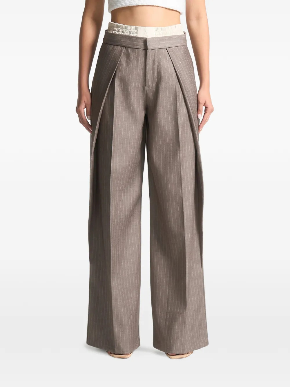 Manière De VoirSofia satin-waistband pinstripe trousers | Farfetch (BR)