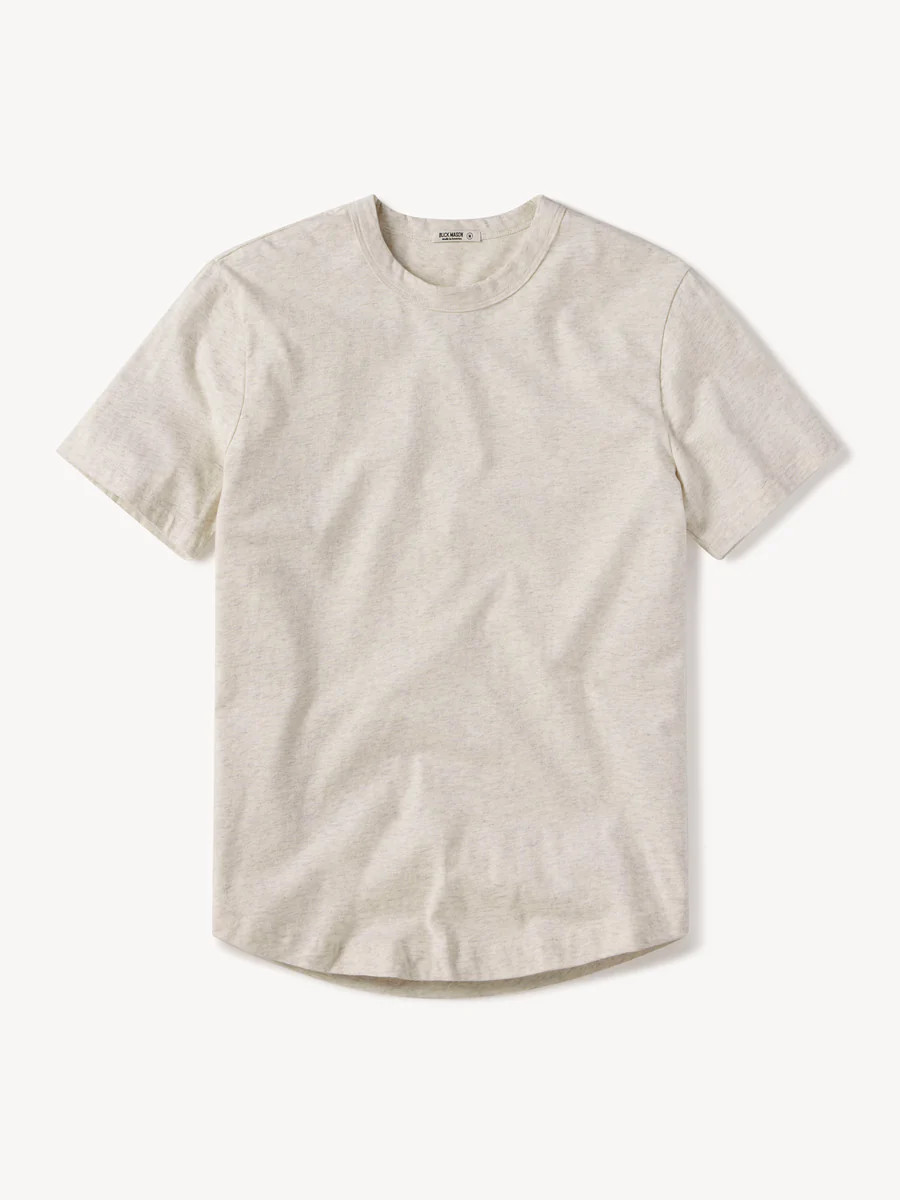 Heather Oat Pima Curved Hem Tee | Buck Mason