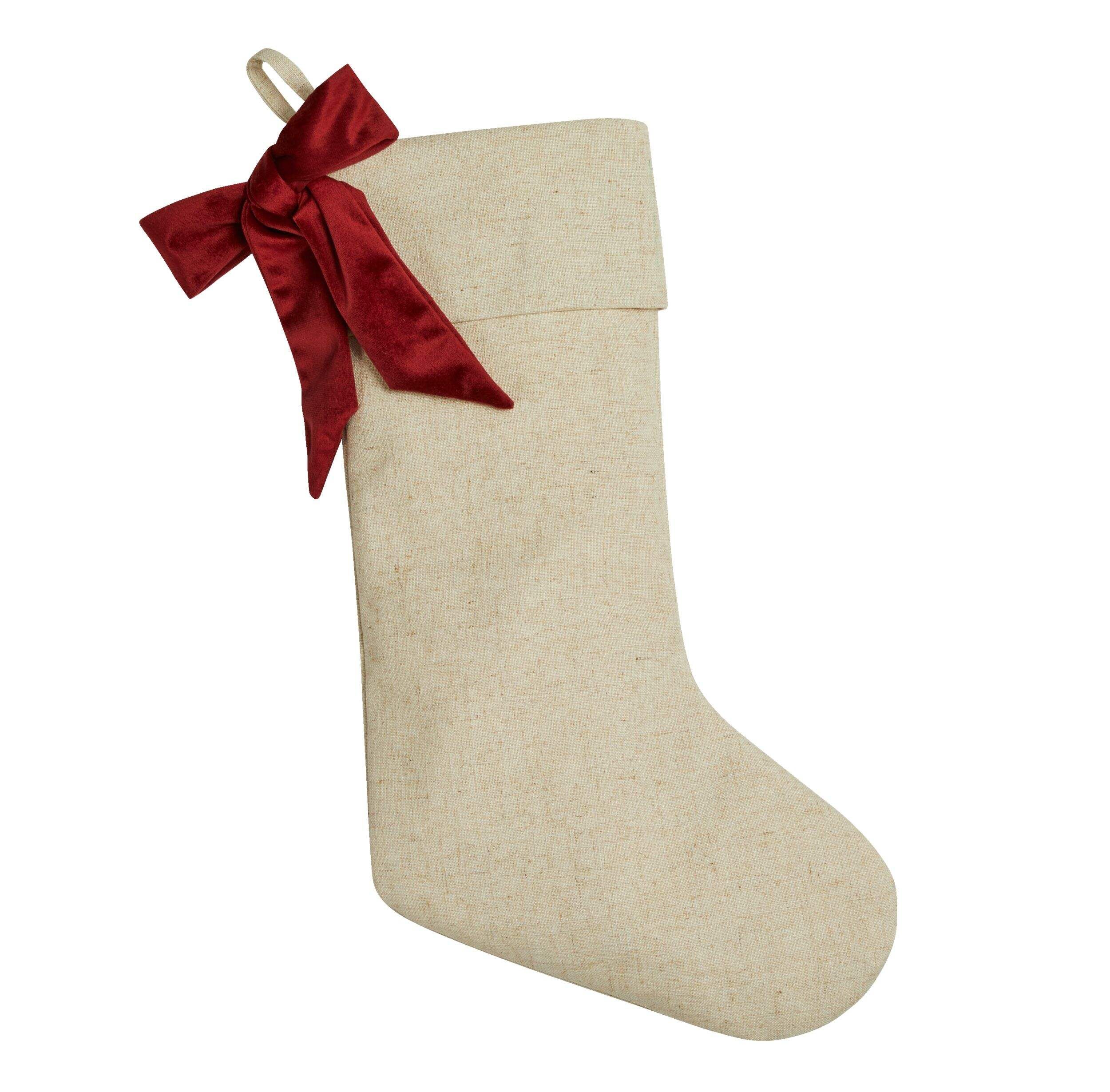 CANVAS Winter Garden Christmas Decoration Linen with Removal Bow Stocking, 18.5-in | Canadian Tire