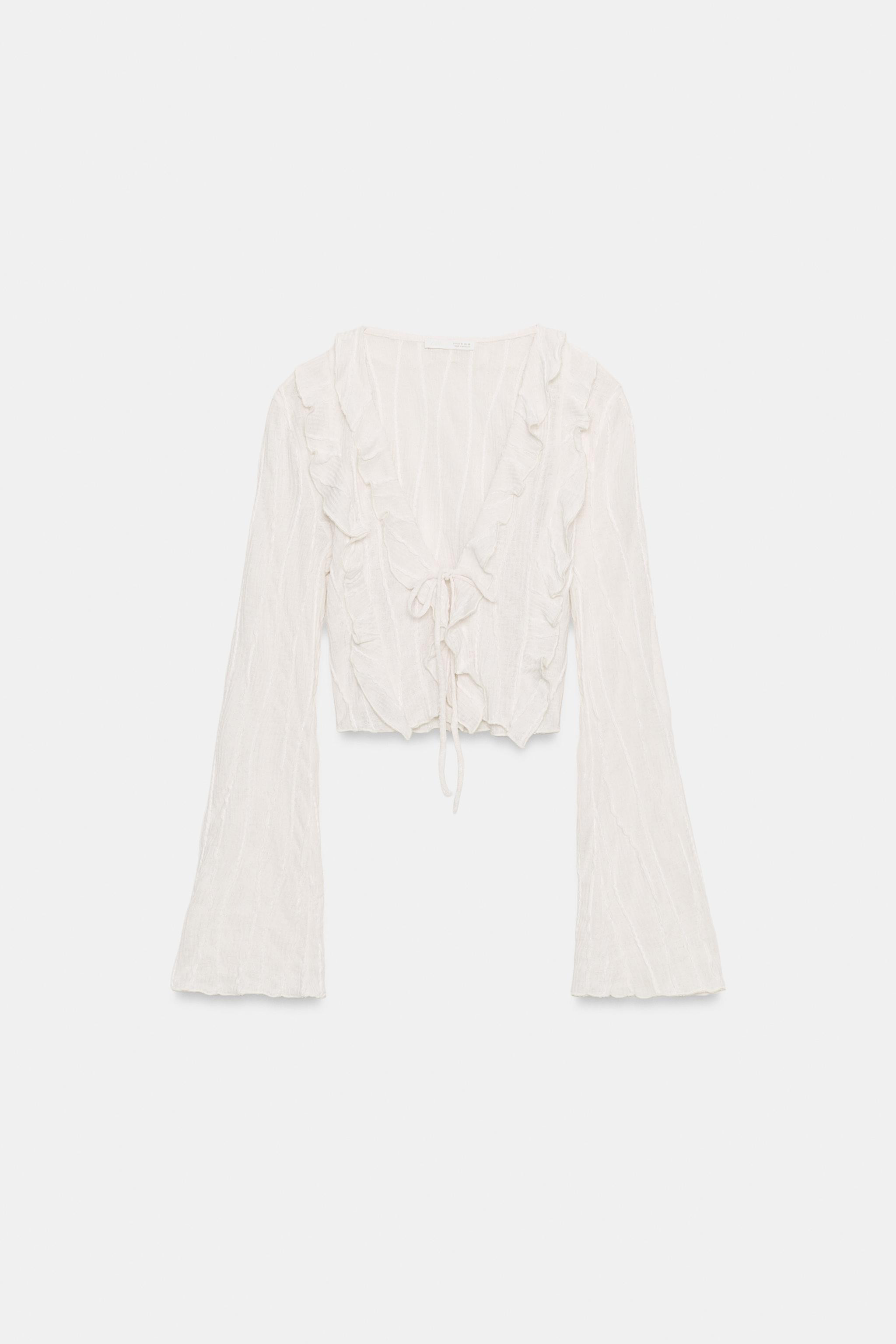 RUFFLED TOP WITH TIE DETAIL | Zara UK