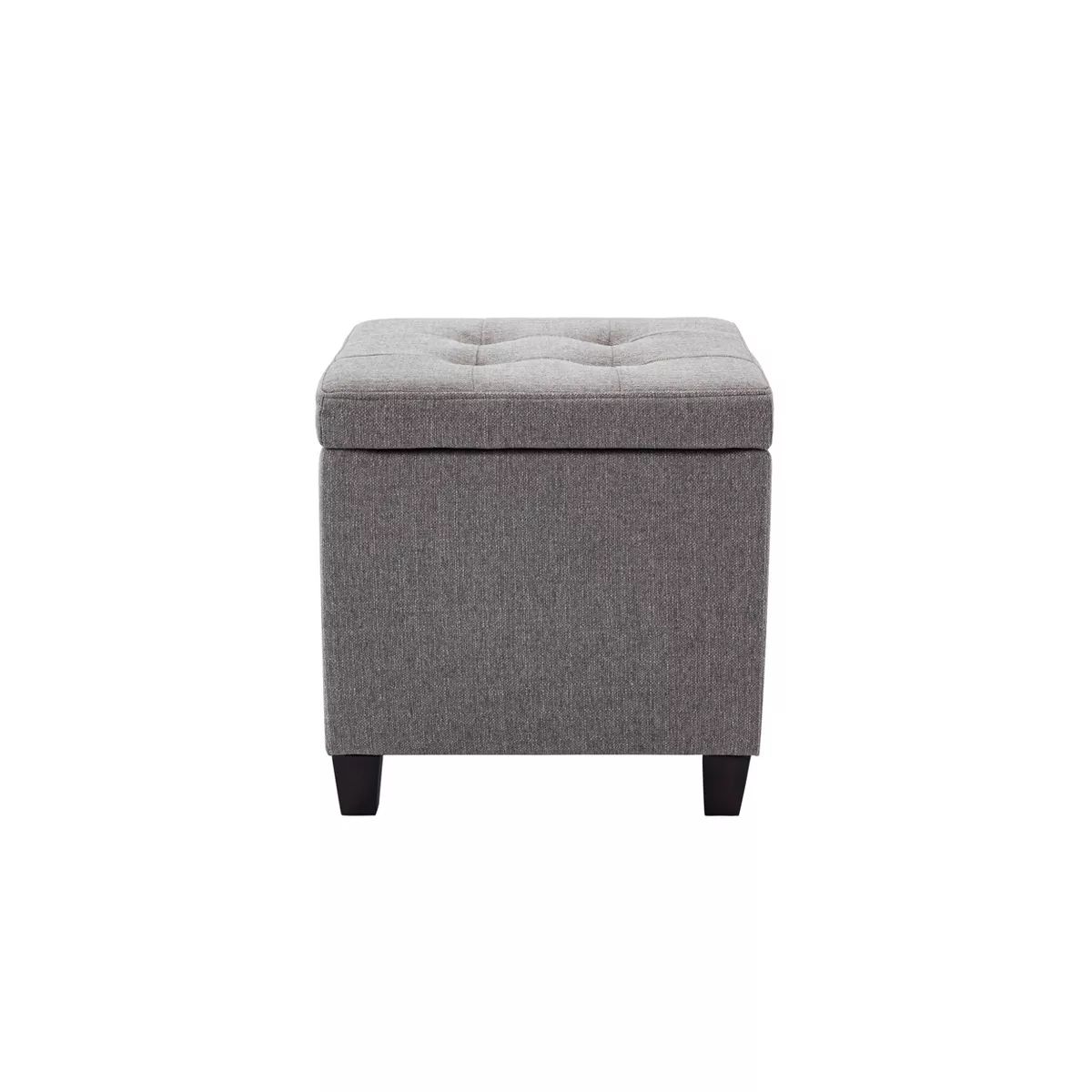 Square Button Tufted Storage Ottoman with Lift Off Lid Gray - WOVENBYRD | Target