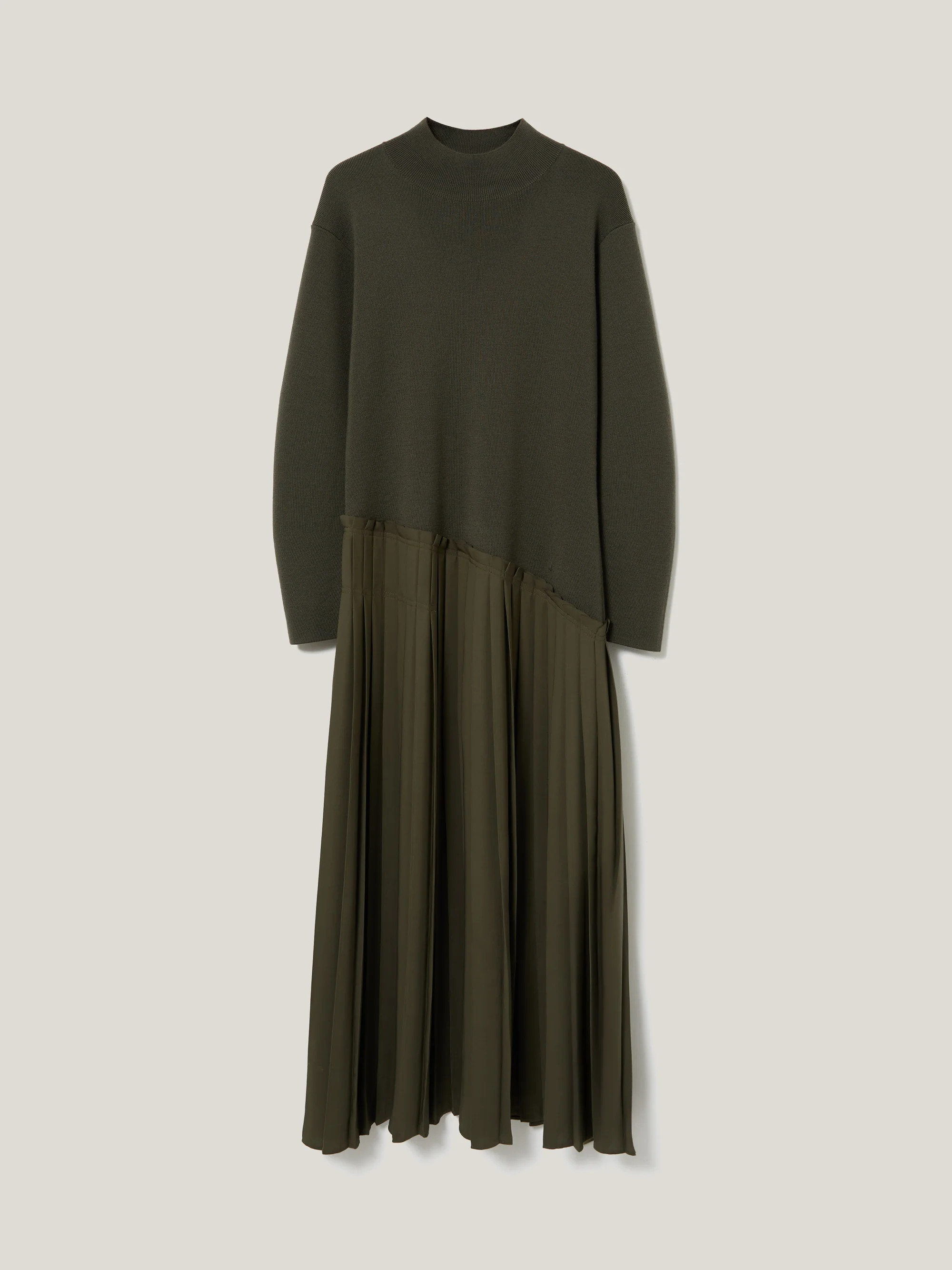 Pleated Skirt Jumper Dress | Khaki | Jigsaw (UK)