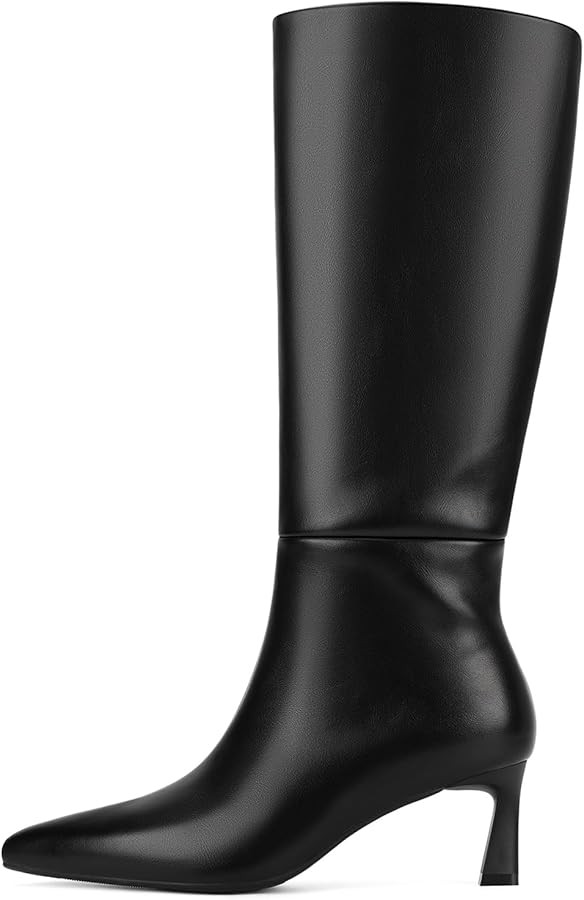 SOVANYOU Kitten Heel Knee High Boots for Women Pointed Toe Tall Boots with Wide Calf Pull-on Styl... | Amazon (US)