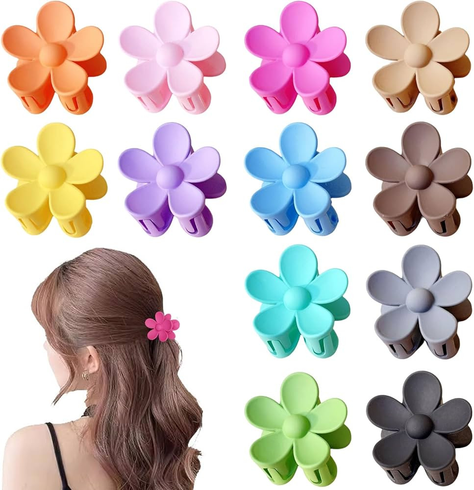 Qckarobe Small Flower Hair Claw Clips for Women Girls Kids, 12Pcs Cute Flower Hair Clips for Wome... | Amazon (US)