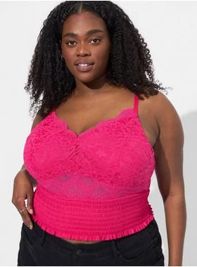 Lace Smocked Crop Top | Torrid (US & Canada)