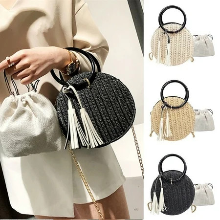 Women´s Round Circular Rattan Wicker Straw Women Crossbody Bag | Walmart (US)