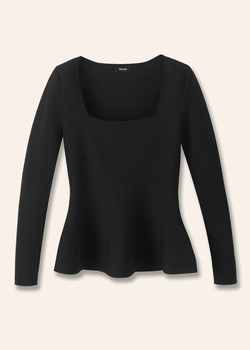 Structured Peplum Long Sleeve Knit Top | ME+EM US