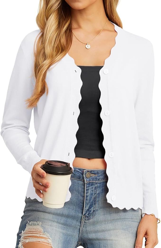 GRECERELLE Women's Long Sleeve V-Neck Button Down Cardigan Knit Shrugs Sweater | Amazon (US)