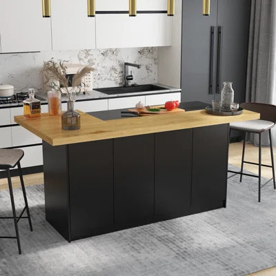 77.3"W Modern Kitchen Island With Storage Cabinets | Wayfair North America