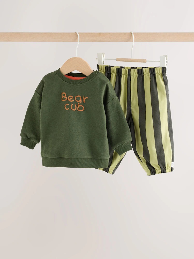 Green Stripe Baby Set Sweat Top and Trousers (0mths-2yrs) | Next US