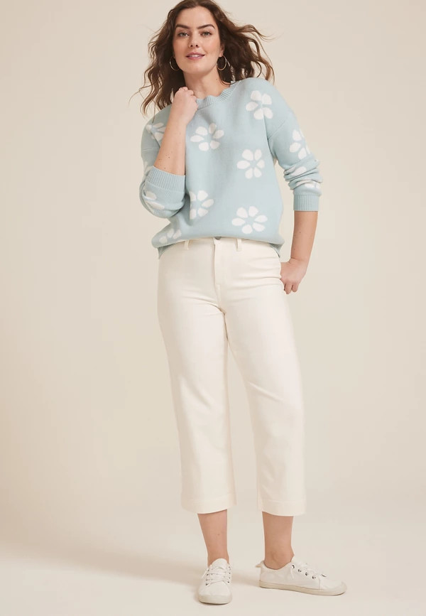 Stretch Twill High Rise Wide Leg Pant | Maurices