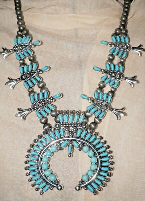 Details about   Western Squash Blossom Necklace Set NEW STYLE turquoise stones | eBay US