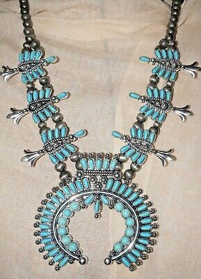 Details about   Western Squash Blossom Necklace Set NEW STYLE turquoise stones | eBay US
