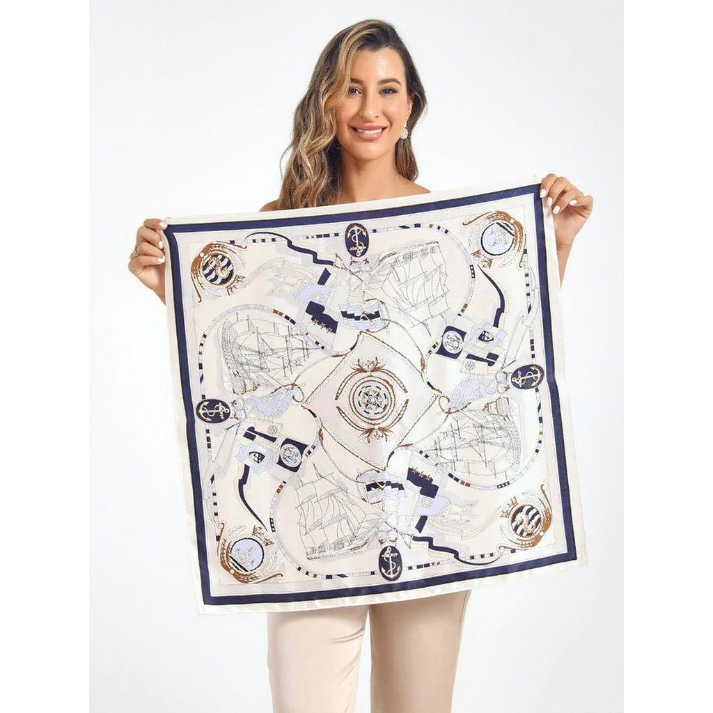 SILKSILKY Pure Silk Printed Square Scarf in Darkblue at Nordstrom | Nordstrom