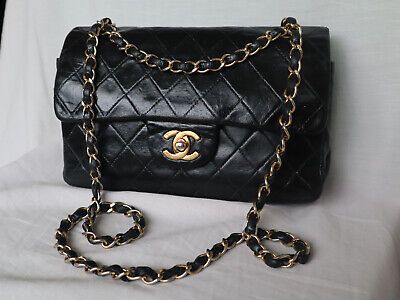 Chanel black lambskin small vintage double flap bag 24k gold CC hardwear  | eBay | eBay UK