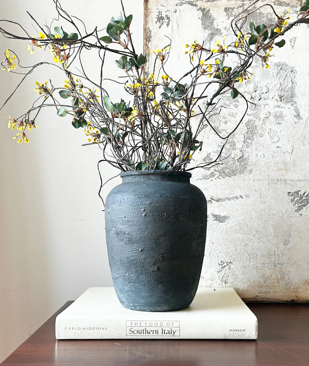 Earthy Textured Pot, Artisanal Vase, Organic Black pot, Matte Vase, Vintage Style Weathered Pot, ... | Etsy (US)