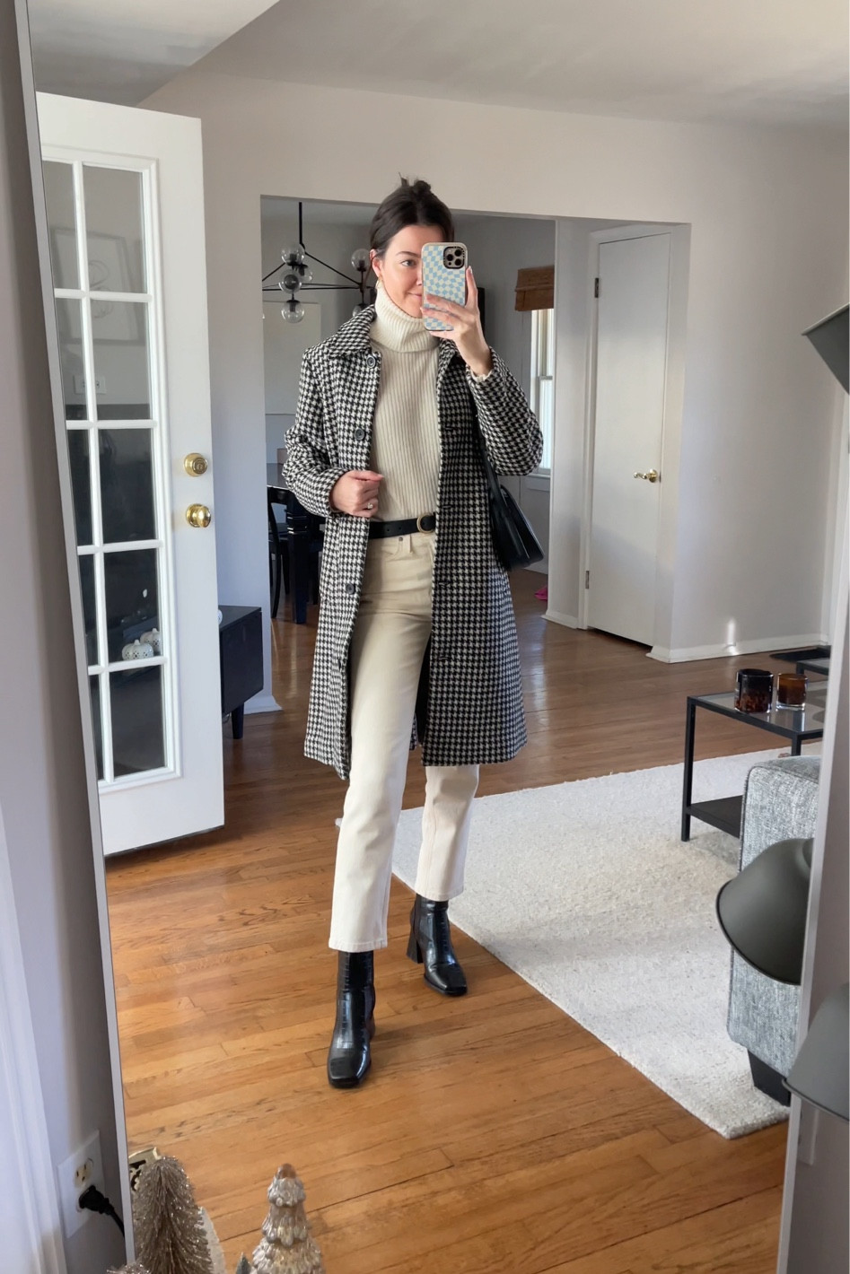 Wearing size S in the coat/S in the sweater/24 in the jeans/8 in the boots!

#LTKunder100 #LTKSeasonal #LTKHoliday